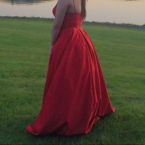 Betsy & Adam Red Prom Dress